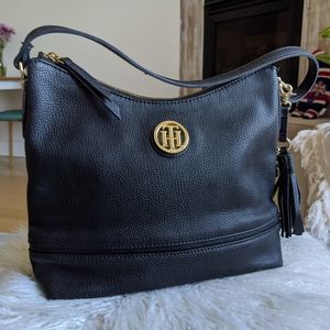 Tommy Hilfiger black lather bag